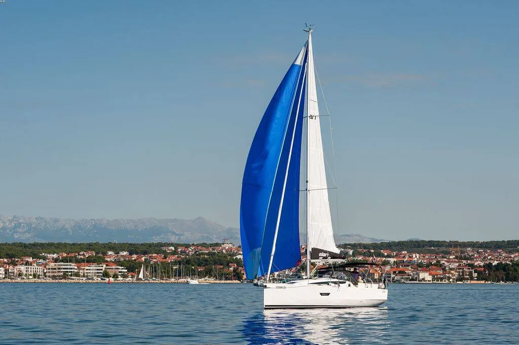 Exterior view of Stella Mare, a Elan E4 sailboat at Punat, Croatia
