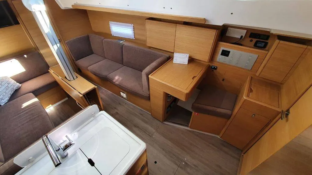 Salon of Stella Mare, a Elan E4 sailboat at Punat, Croatia