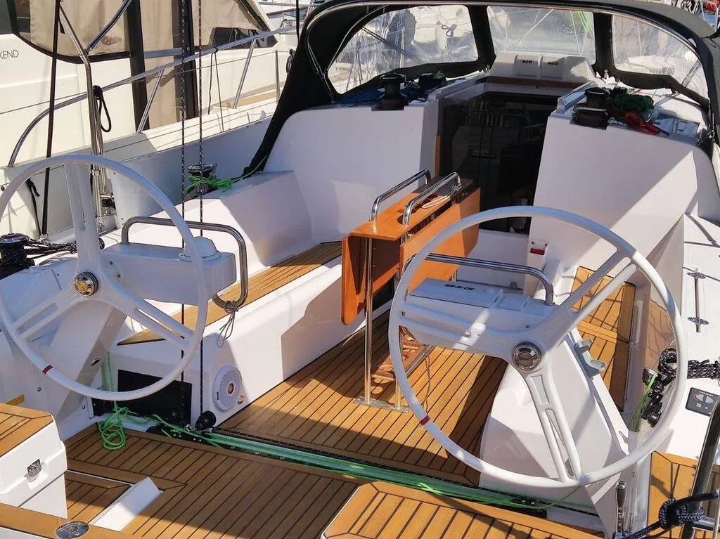 Cockpit of Stella Mare, a Elan E4 sailboat at Punat, Croatia