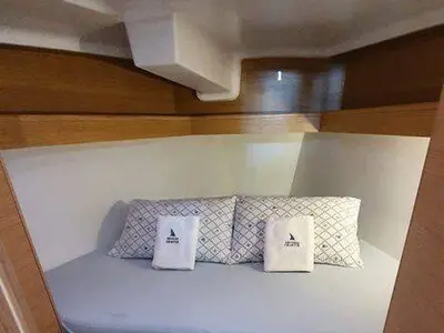 Cabin on Stella Mare, a Elan E4 sailboat at Punat, Croatia
