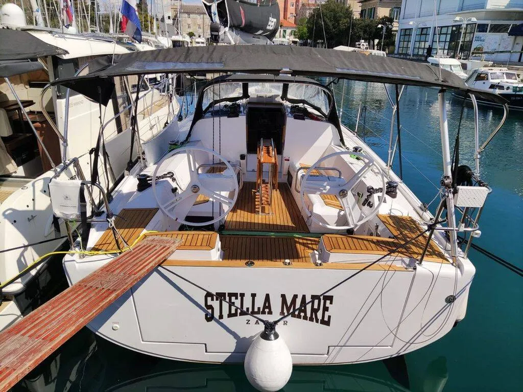 Deck of Stella Mare, a Elan E4 sailboat at Punat, Croatia