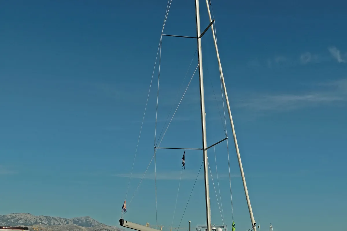 Exterior view of Sea Kiss, a Jeanneau Sun Odyssey 380 sailboat at Split, Croatia