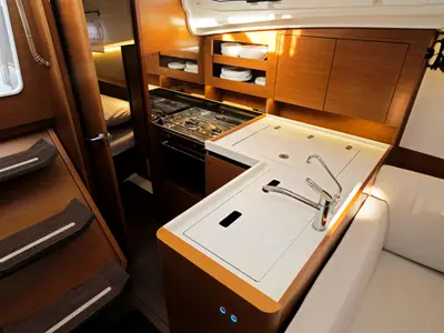 Galley of Sea Kiss, a Jeanneau Sun Odyssey 380 sailboat at Split, Croatia