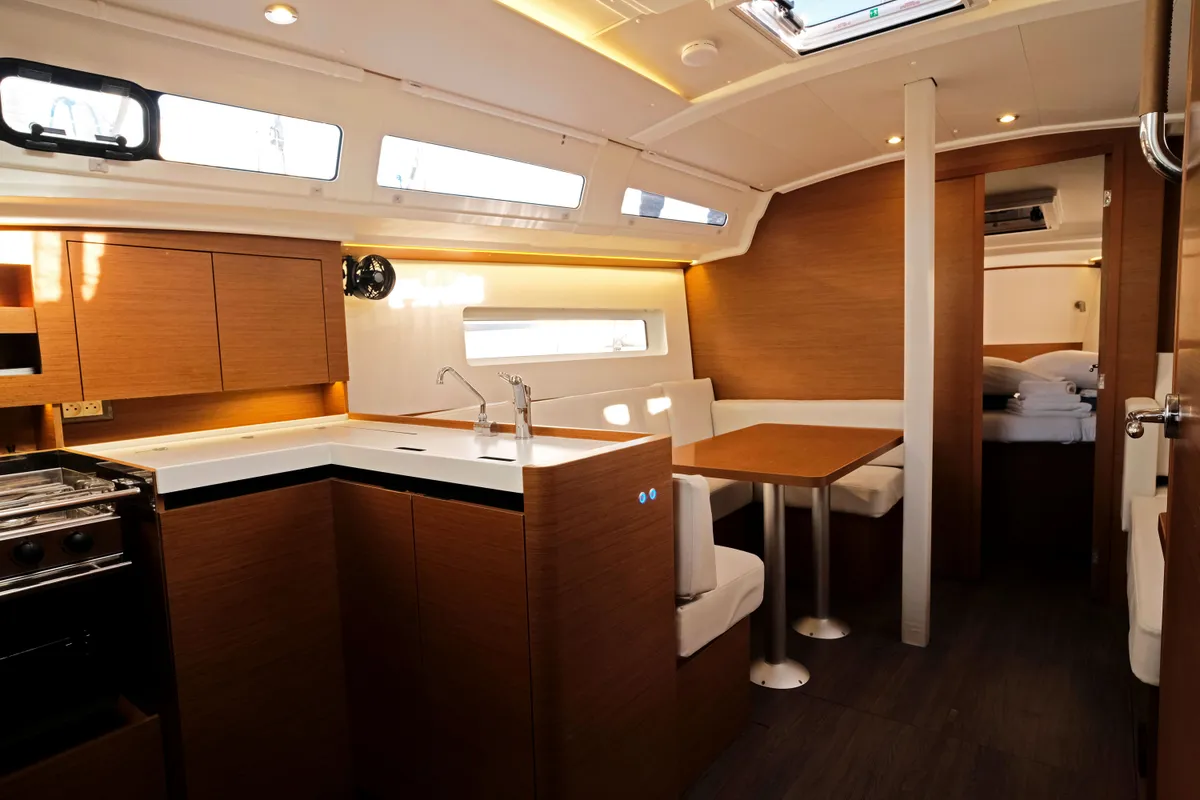 Galley of Sea Kiss, a Jeanneau Sun Odyssey 380 sailboat at Split, Croatia