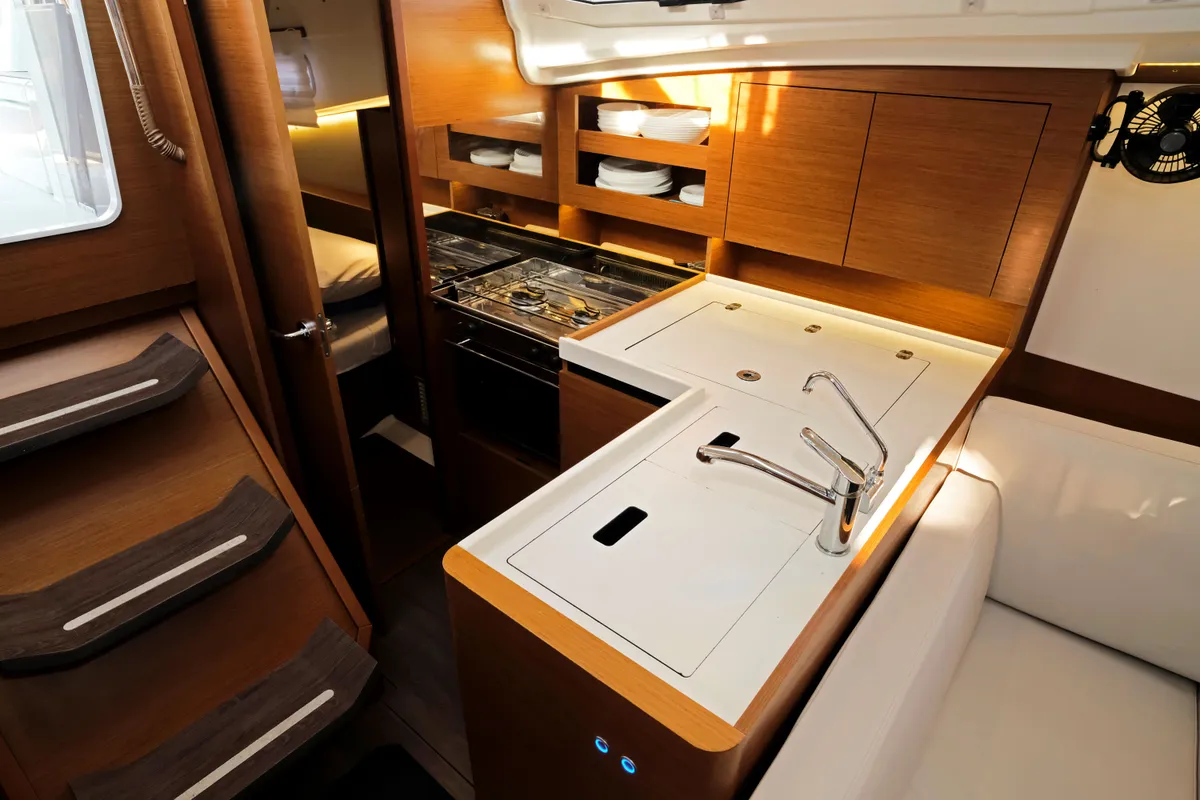 Galley of Sea Kiss, a Jeanneau Sun Odyssey 380 sailboat at Split, Croatia