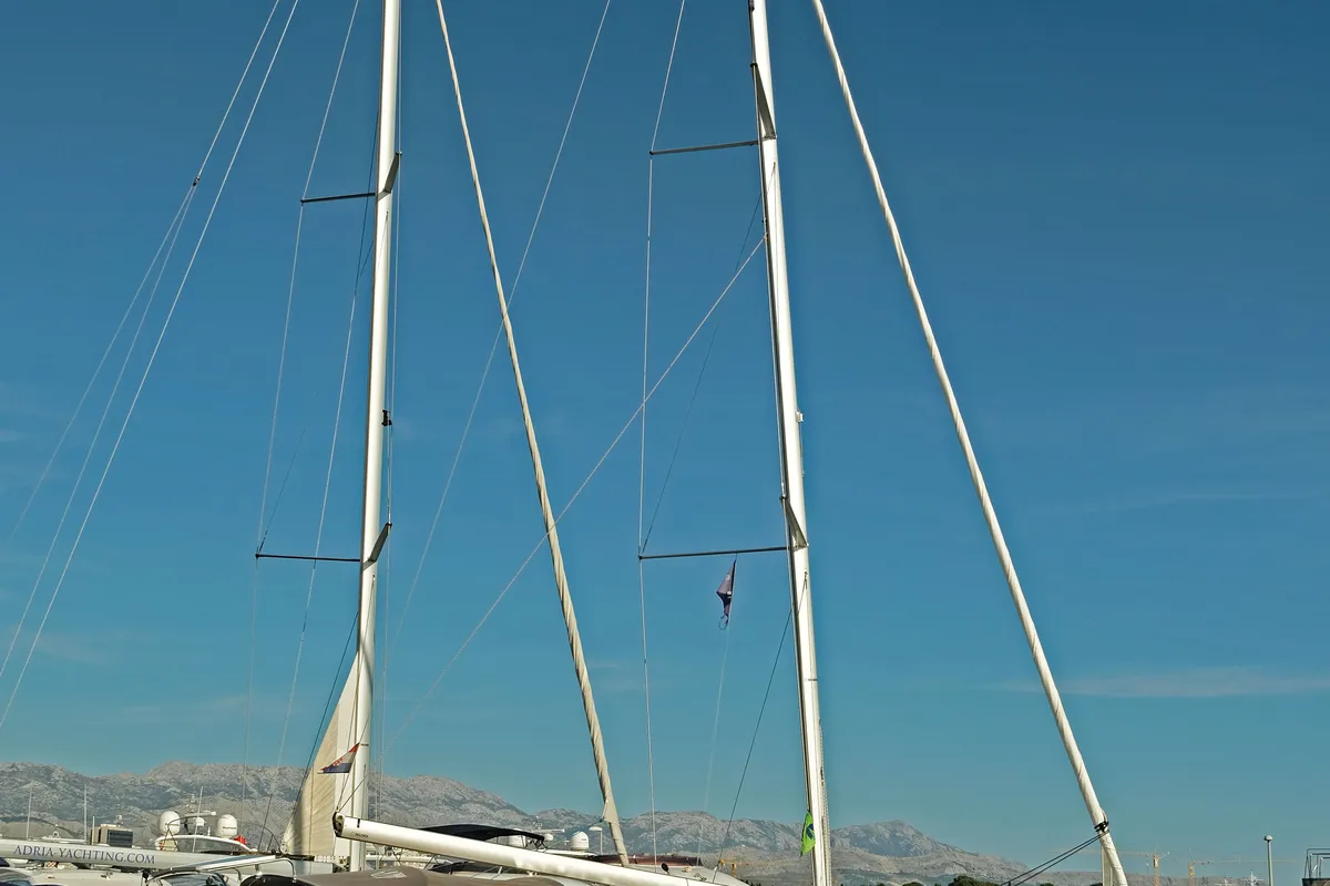 Exterior view of Sea Kiss, a Jeanneau Sun Odyssey 380 sailboat at Split, Croatia