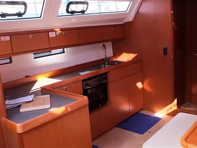 Galley of Sibylla, a Bavaria 46 Cruiser sailboat at Naples, Italy