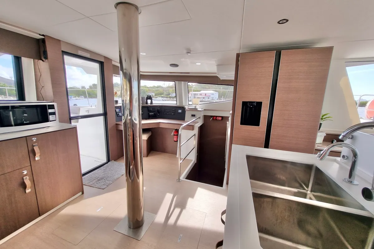 Galley of Breezin, a Bali 4.6 catamaran at Parham Town, British Virgin Islands