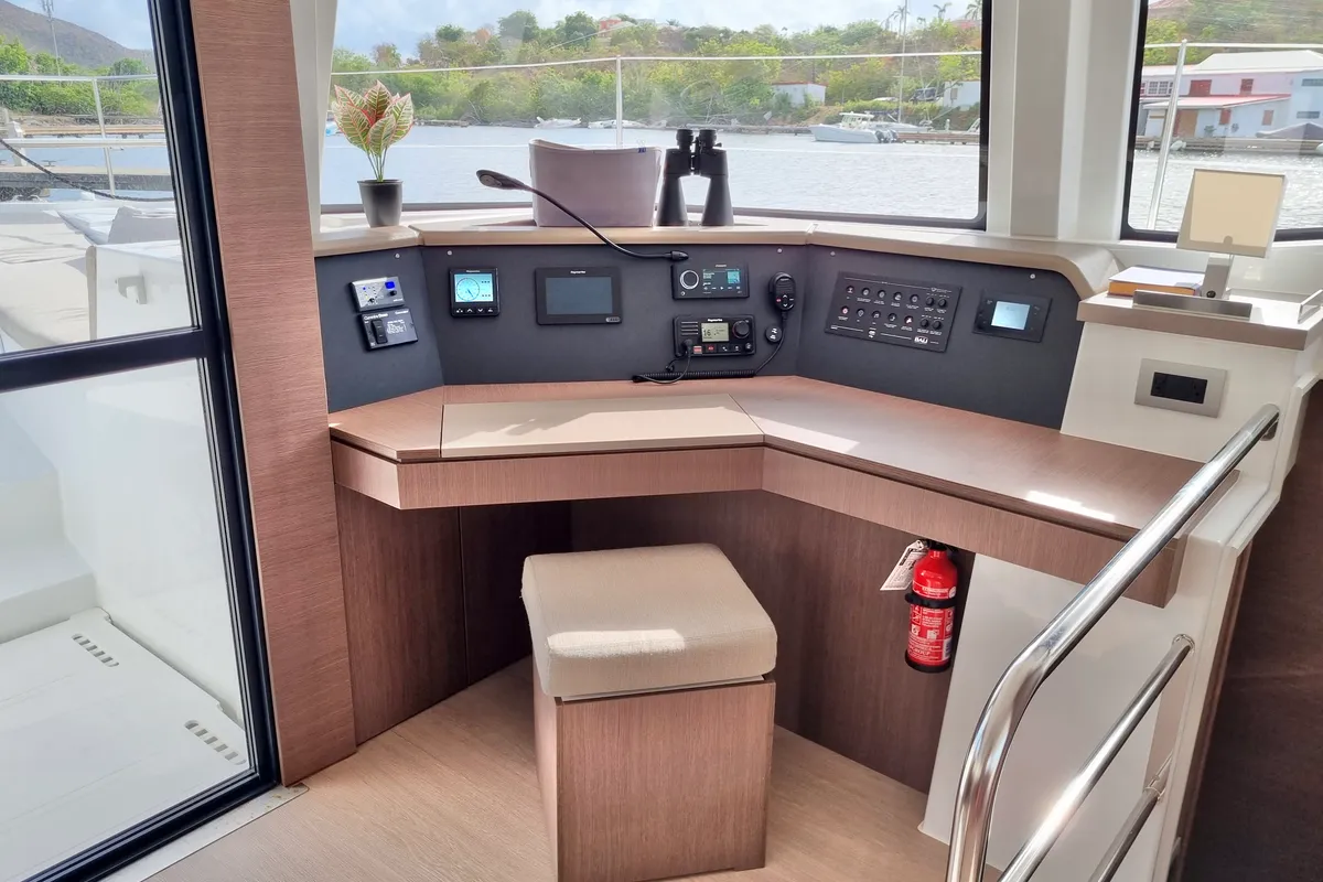 Cockpit of Breezin, a Bali 4.6 catamaran at Parham Town, British Virgin Islands