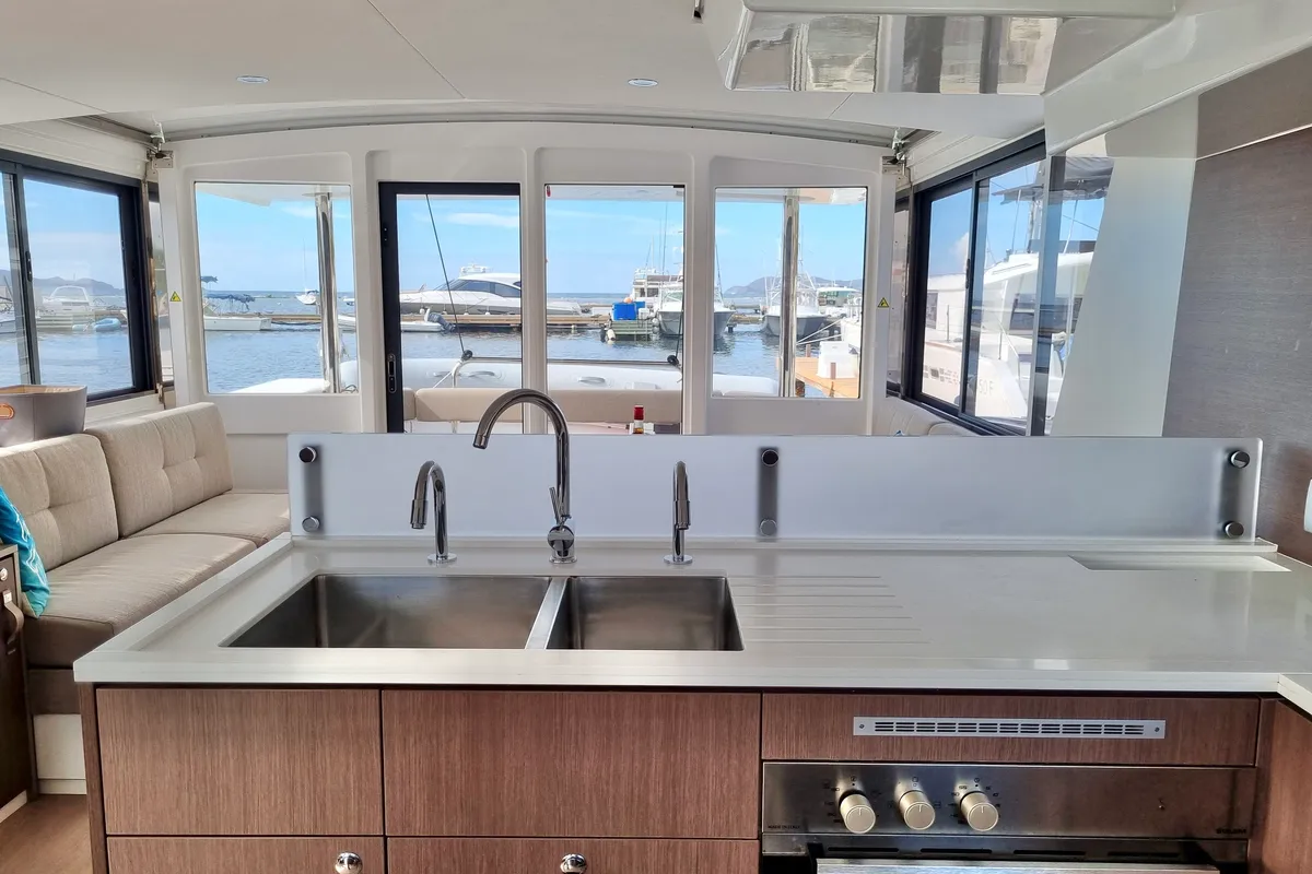 Galley of Breezin, a Bali 4.6 catamaran at Parham Town, British Virgin Islands