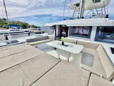 Deck of Breezin, a Bali 4.6 catamaran at Parham Town, British Virgin Islands