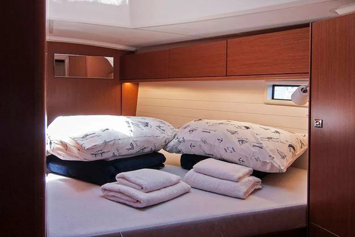 Cabin on Adria Kristina, a Bavaria Cruiser 46 sailboat at Split, Croatia