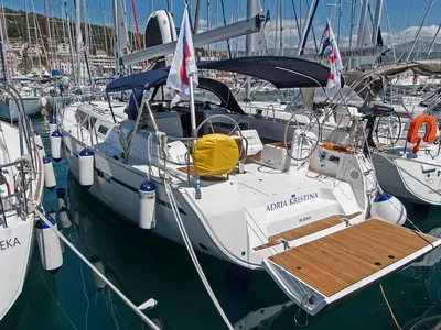 Exterior view of Adria Kristina, a Bavaria Cruiser 46 sailboat at Split, Croatia