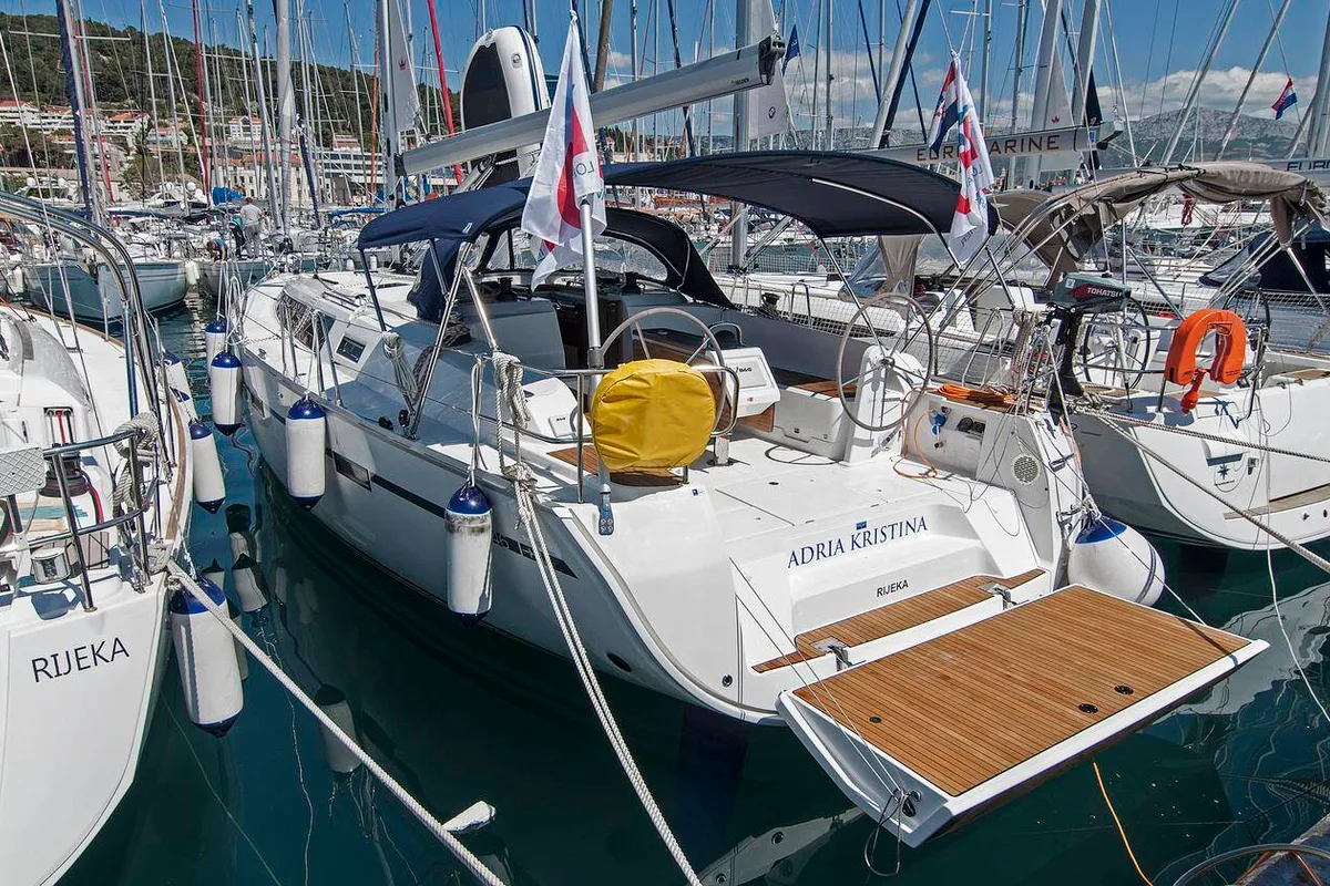 Exterior view of Adria Kristina, a Bavaria Cruiser 46 sailboat at Split, Croatia
