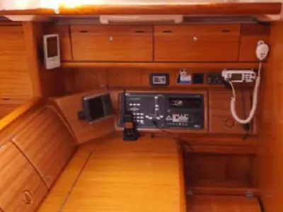 Cockpit of JEANNINE, a Bavaria 50 Cruiser sailboat at Kalkara, Malta