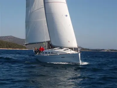 Salon of Capricorn, a Beneteau First 35 sailboat at Jezera, Croatia