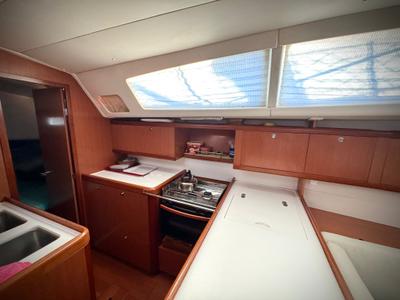 Galley of Viento, a Beneteau Oceanis 46 sailboat at Fethiye, Turkey
