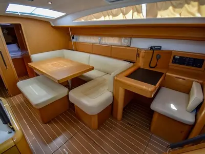 Salon of Instant Zero, a Jeanneau 53 sailboat at Marmaris, Turkey