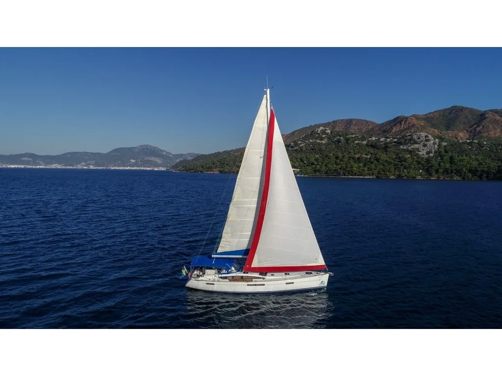 Exterior view of Instant Zero, a Jeanneau 53 sailboat at Marmaris, Turkey