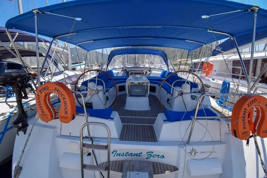 Cockpit of Instant Zero, a Jeanneau 53 sailboat at Marmaris, Turkey