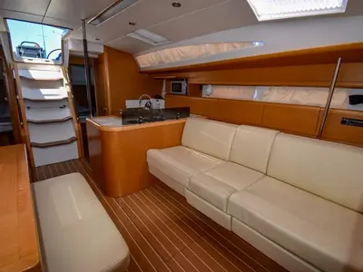 Galley of Instant Zero, a Jeanneau 53 sailboat at Marmaris, Turkey