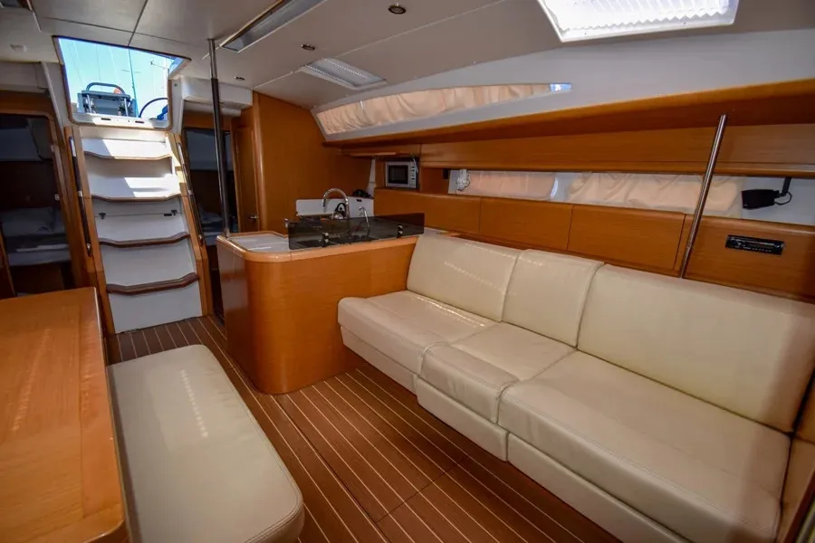 Galley of Instant Zero, a Jeanneau 53 sailboat at Marmaris, Turkey