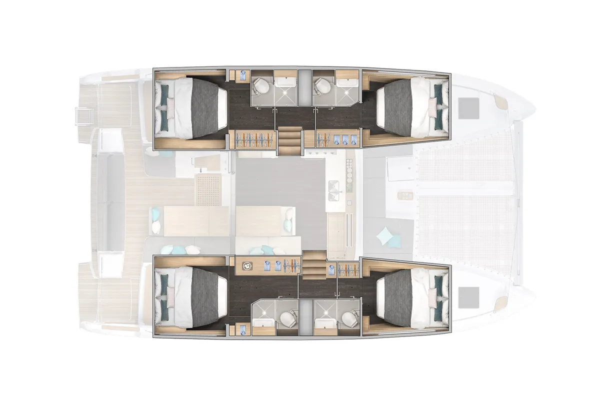 Floor plan of KY DONG, a Lagoon 43 catamaran at es Jonquet, Spain