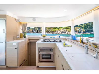 Galley of KY DONG, a Lagoon 43 catamaran at es Jonquet, Spain