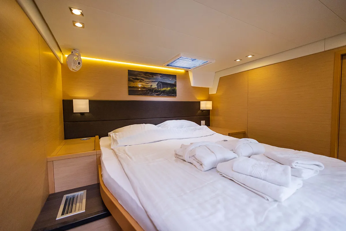 Cabin on Eagle of Norway (Crewed), a Lagoon 560 S2 catamaran at Seget Donji, Croatia