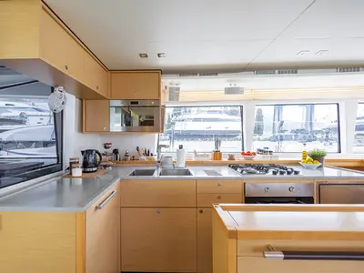 Galley of Eagle of Norway (Crewed), a Lagoon 560 S2 catamaran at Seget Donji, Croatia