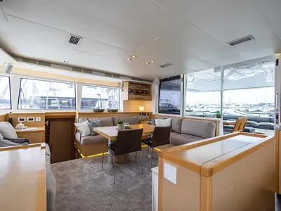 Salon of Eagle of Norway (Crewed), a Lagoon 560 S2 catamaran at Seget Donji, Croatia