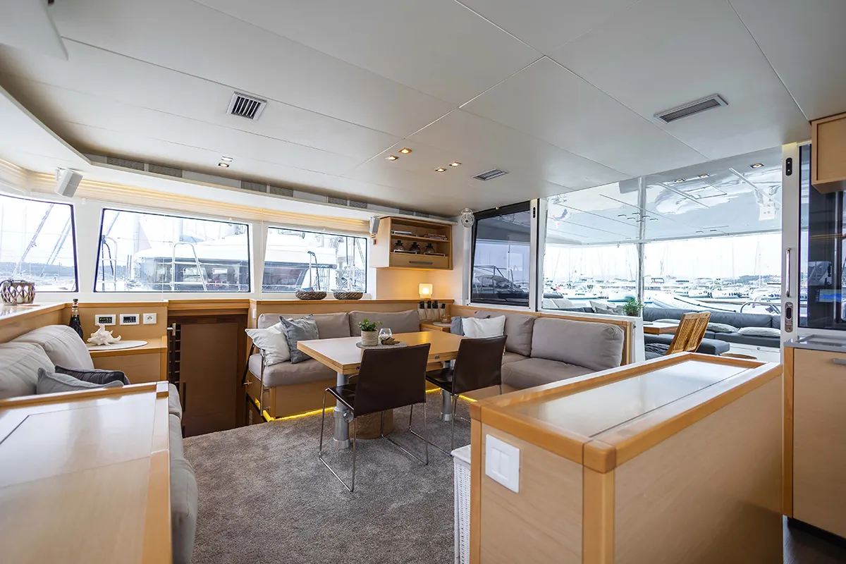 Salon of Eagle of Norway (Crewed), a Lagoon 560 S2 catamaran at Seget Donji, Croatia