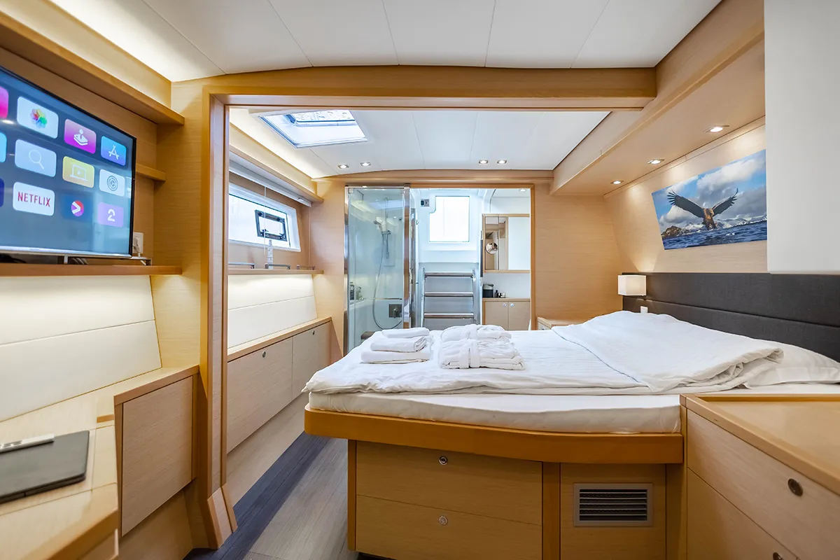 Cabin on Eagle of Norway (Crewed), a Lagoon 560 S2 catamaran at Seget Donji, Croatia