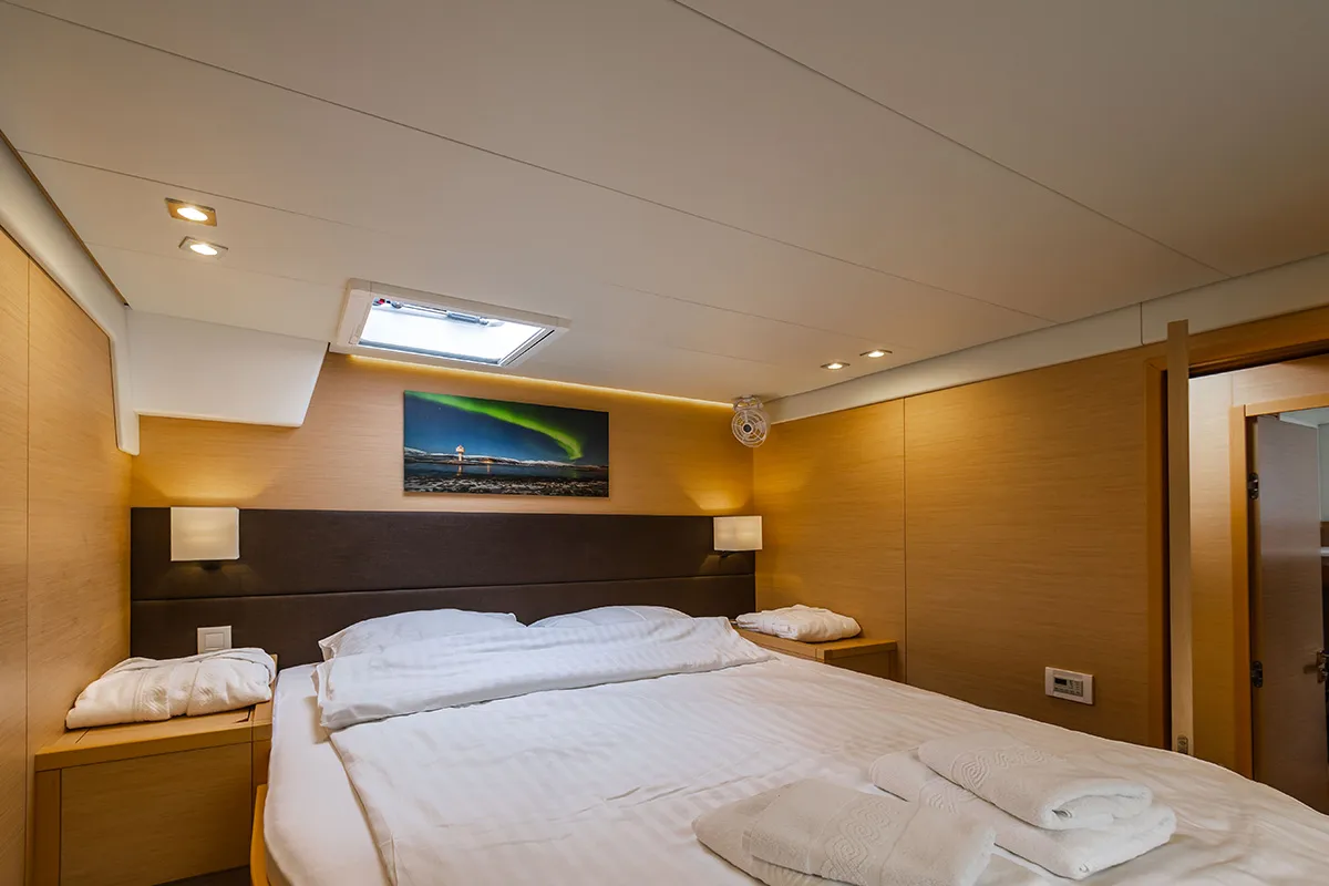 Cabin on Eagle of Norway (Crewed), a Lagoon 560 S2 catamaran at Seget Donji, Croatia