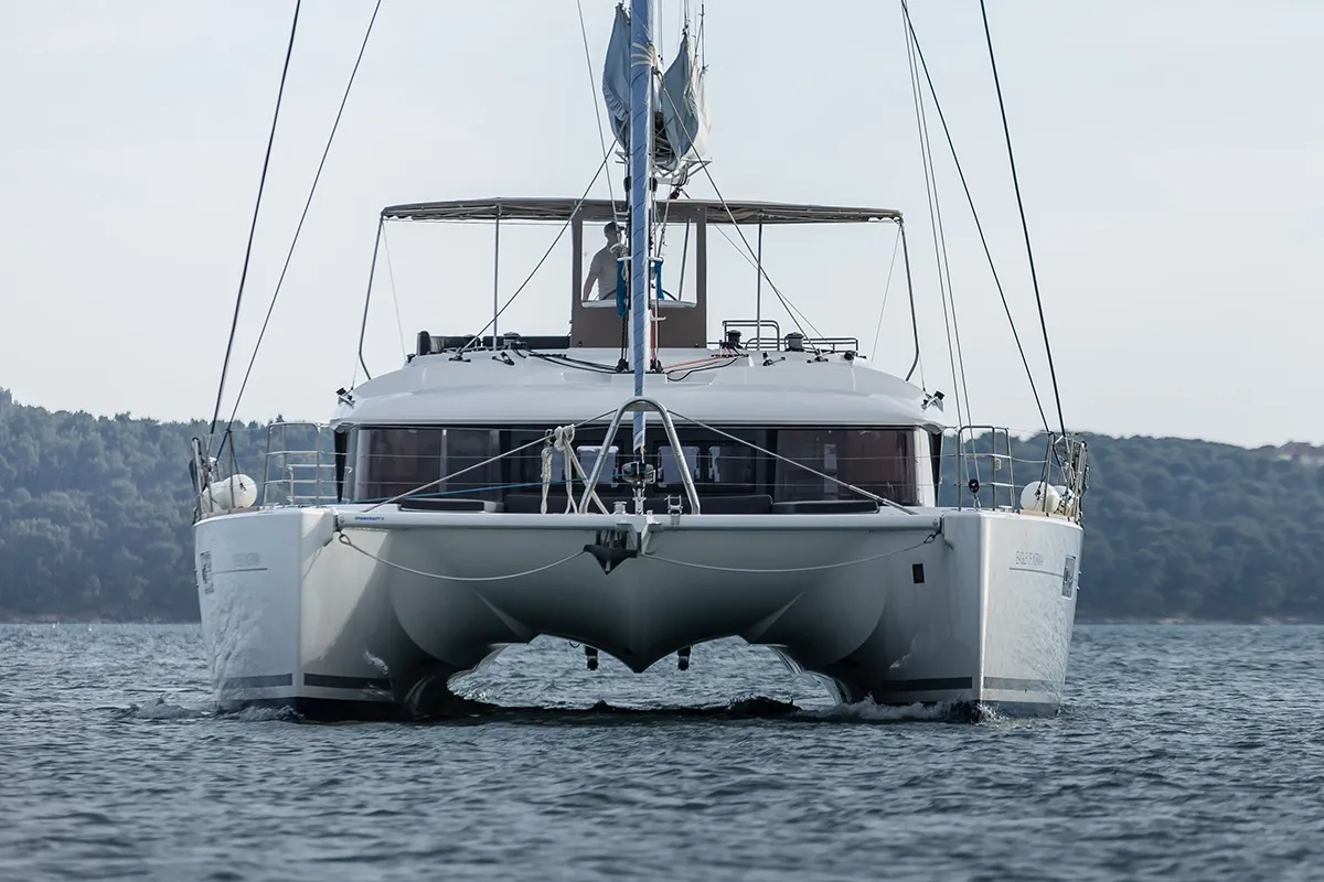 Exterior view of Eagle of Norway (Crewed), a Lagoon 560 S2 catamaran at Seget Donji, Croatia