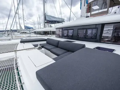 Deck of Eagle of Norway (Crewed), a Lagoon 560 S2 catamaran at Seget Donji, Croatia