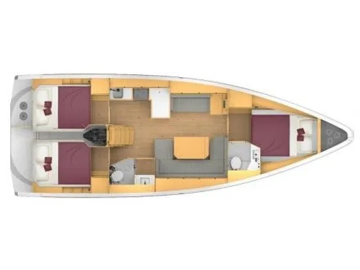 Floor plan of ONYX, a Bavaria C42 sailboat at Grad Kaštela, Croatia