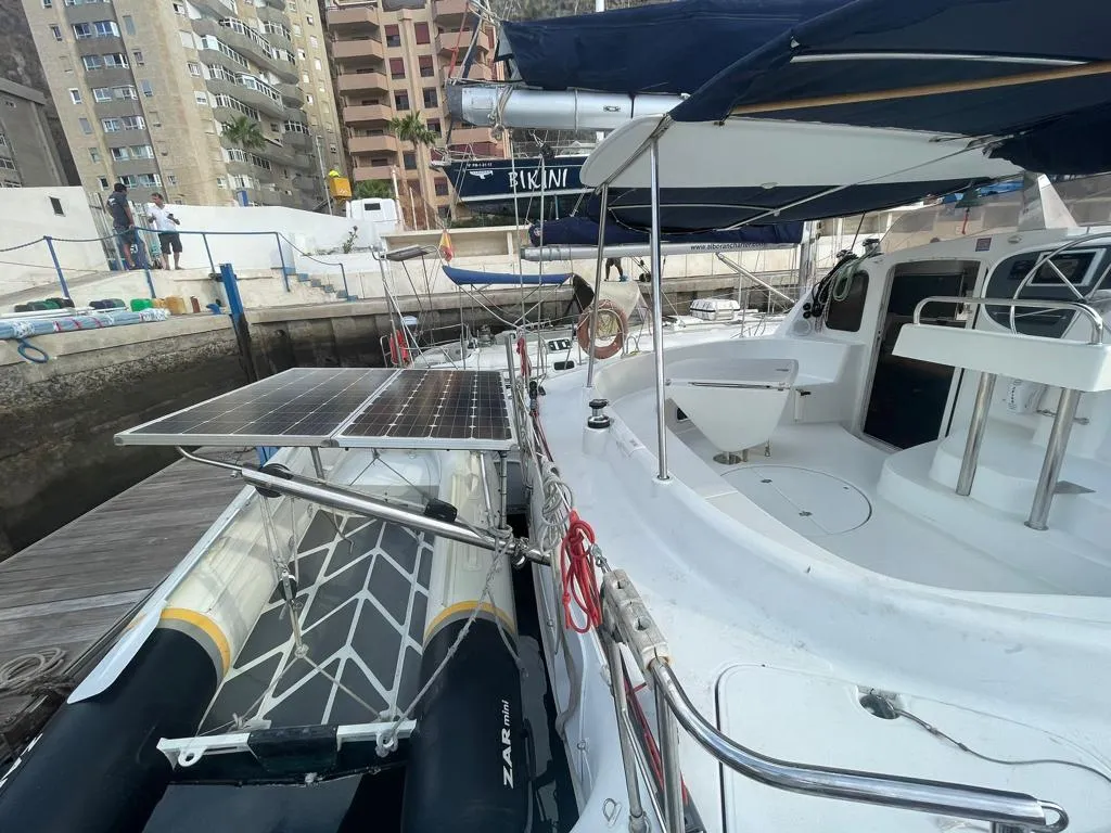 Alboran Cachaça (Cabo Verde), a Fountaine Pajot Bahia 46 catamaran at Murdeira, Cape Verde