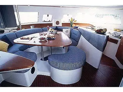 Salon of Alboran Cachaça (Cabo Verde), a Fountaine Pajot Bahia 46 catamaran at Murdeira, Cape Verde