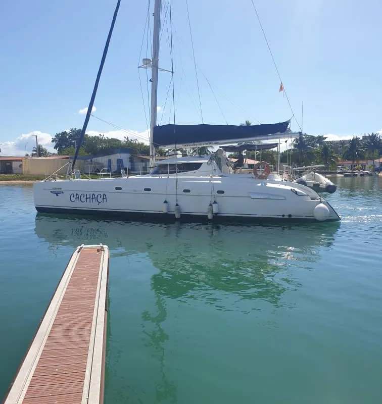 Alboran Cachaça (Cabo Verde), a Fountaine Pajot Bahia 46 catamaran at Murdeira, Cape Verde