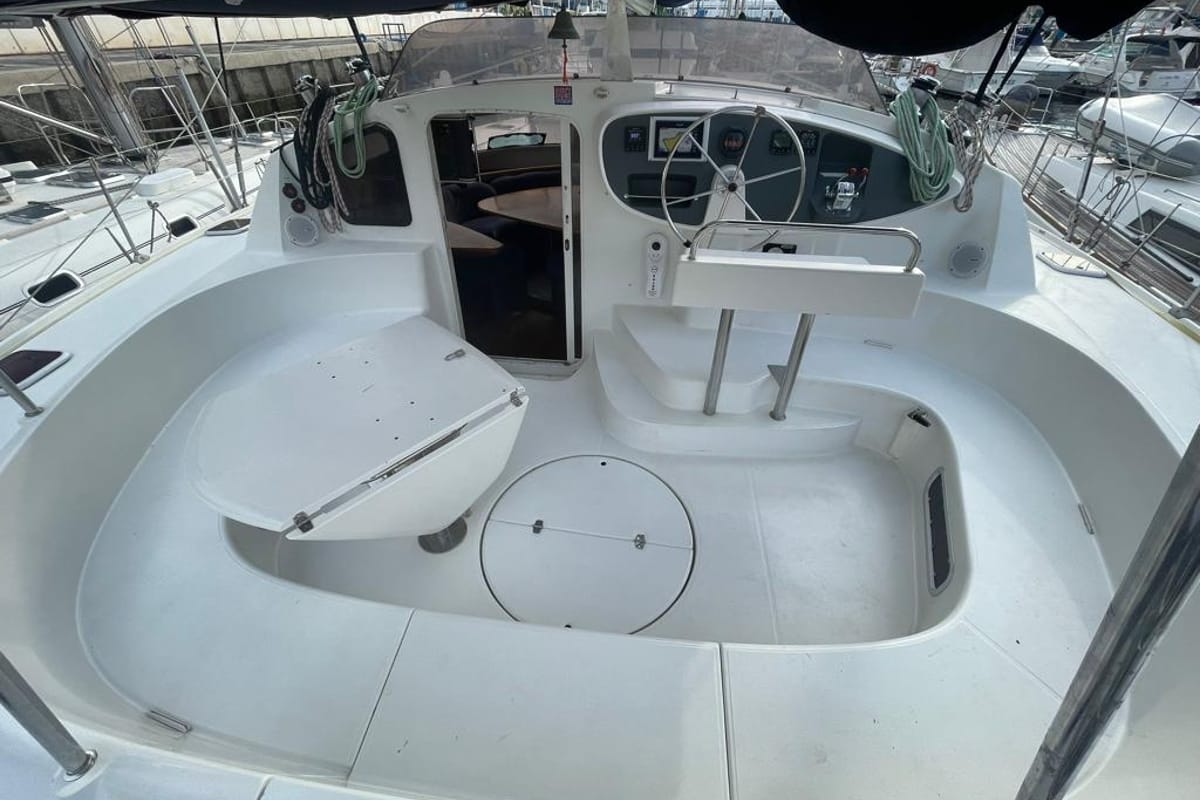Alboran Cachaça (Cabo Verde), a Fountaine Pajot Bahia 46 catamaran at Murdeira, Cape Verde