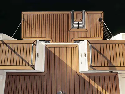 Deck of Fuga, a Elan Impression 40.1 sailboat at Punat, Croatia