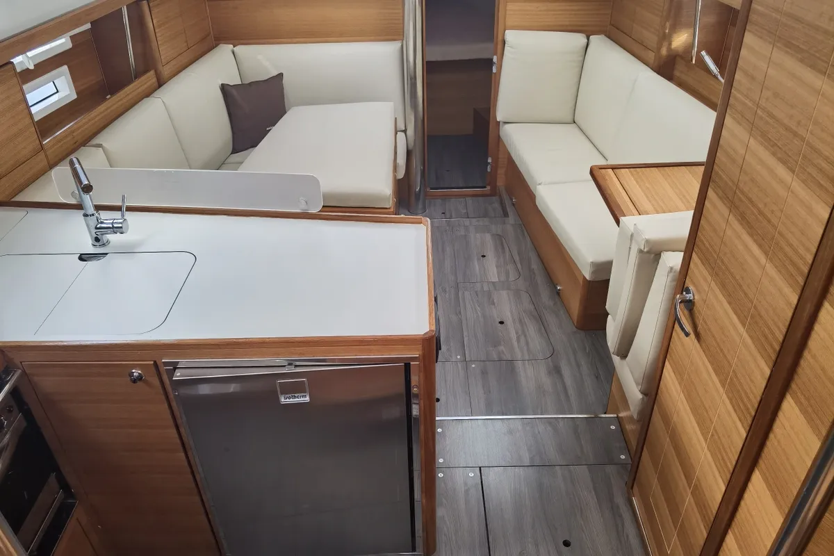 Galley of Fuga, a Elan Impression 40.1 sailboat at Punat, Croatia