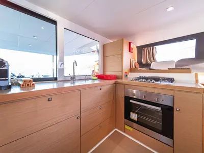 Galley of Yam, a Dufour 48 Catamaran catamaran at Primošten, Croatia