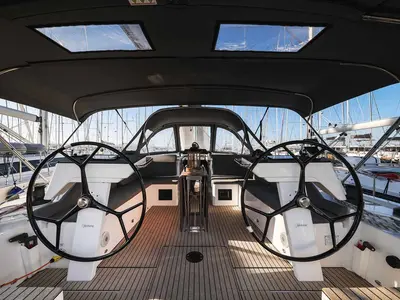 Cockpit of Aquila, a Bavaria C46 sailboat at Murter, Croatia