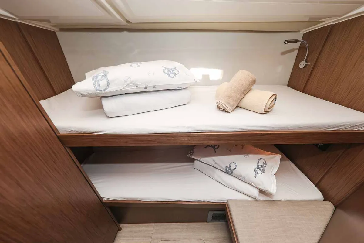 Cabin on Aquila, a Bavaria C46 sailboat at Murter, Croatia
