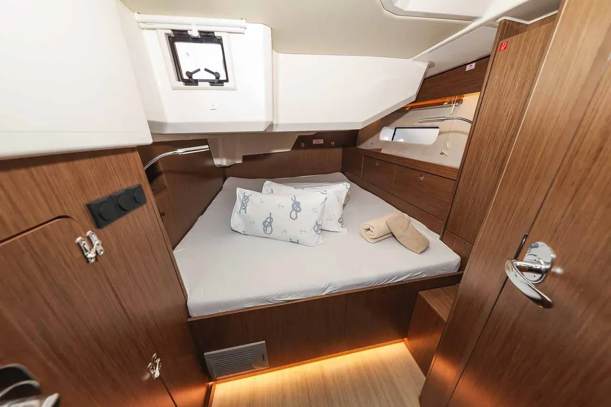 Cabin on Aquila, a Bavaria C46 sailboat at Murter, Croatia