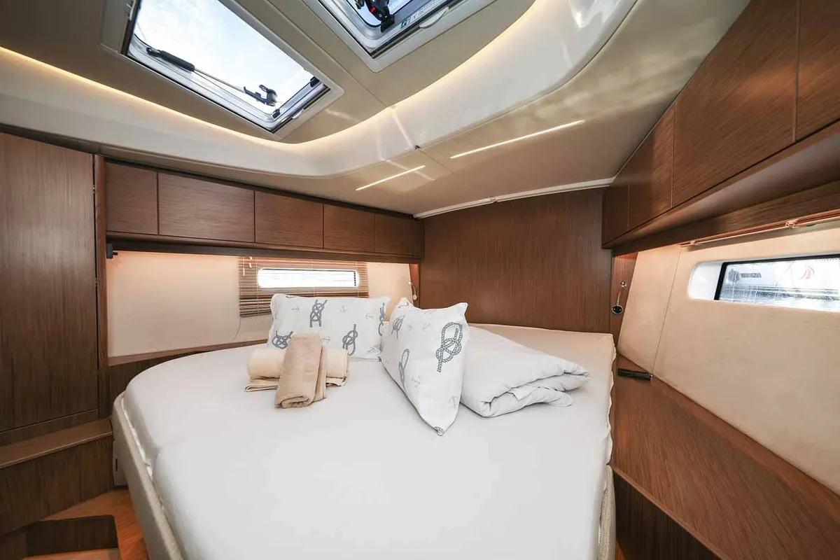 Cabin on Aquila, a Bavaria C46 sailboat at Murter, Croatia