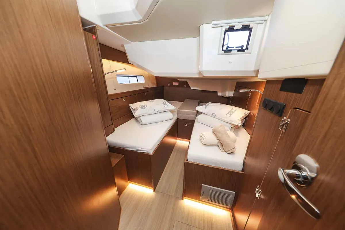 Cabin on Aquila, a Bavaria C46 sailboat at Murter, Croatia