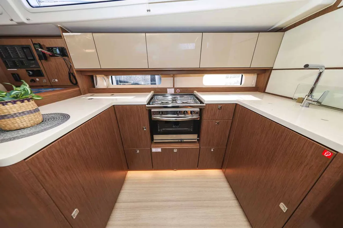 Galley of Aquila, a Bavaria C46 sailboat at Murter, Croatia